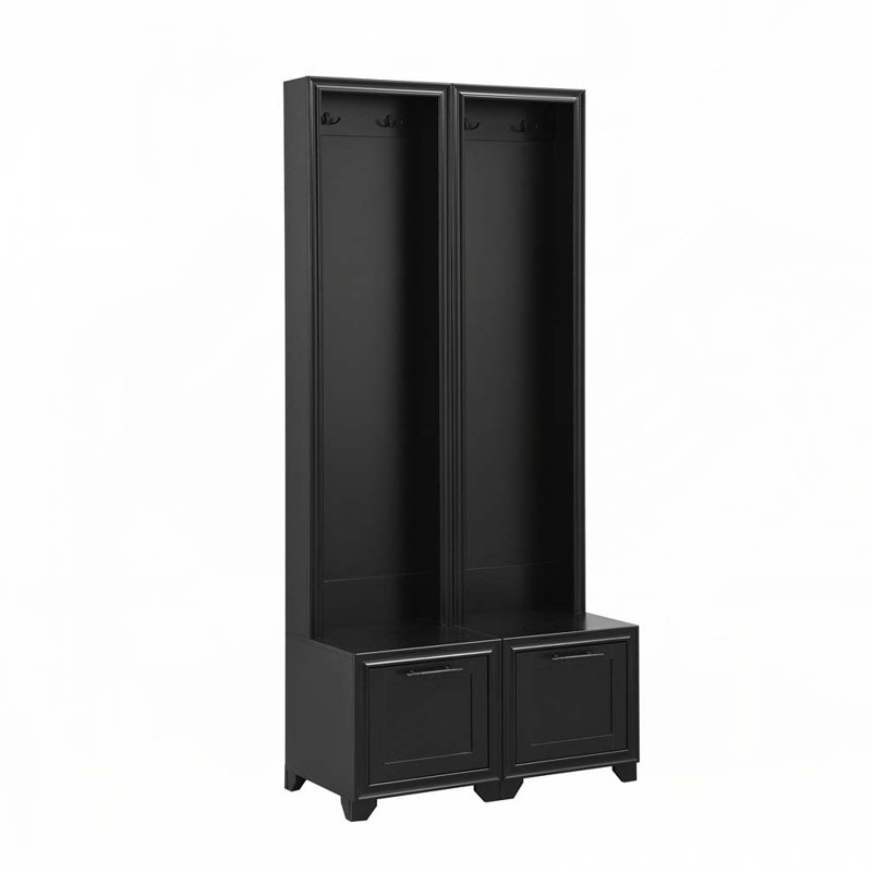Hallway Hall Tree with Storage Drawers, Black