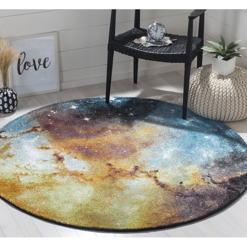 Tapis performance abstrait Galaxy, Rond 5 pi 3 po