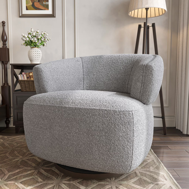 Fauteuil demi-tonneau, fauteuil de lecture rembourré, fauteuil d'appoint avec base à 360 degrés