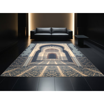 Tapis moelleux moelleux à motif de blocs de style bohémien Medina Marrakech