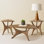 Ensemble de table de salon moderne en bois 3 pièces Mid-Century avec plateaux triangulaires et bases sculpturales