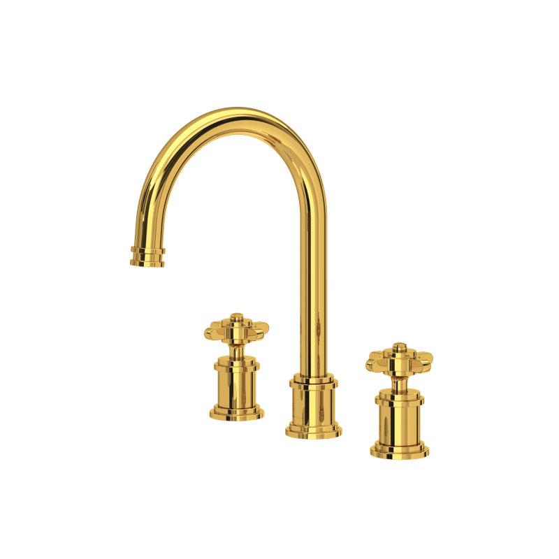 Armstrong Widespread Lavatory Faucet with C-Spout, Unlacquered Brass