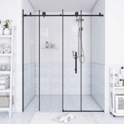 Porte de douche coulissante sans cadre en acier inoxydable
