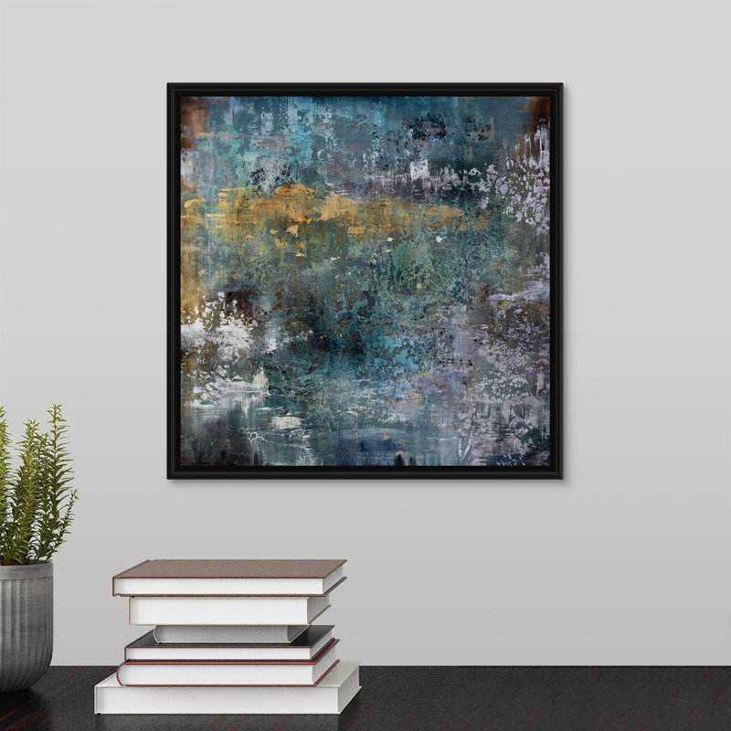 « field of vision », peinture sur toile, H 13,7 po x l 13,7 po x P 1,75 po, Cadre flottant noir