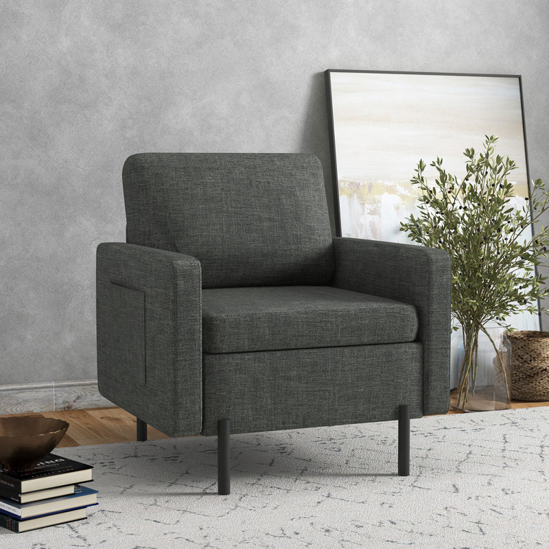 Fauteuil de 28,7 po de largeur Jairia, 100 % lin gris
