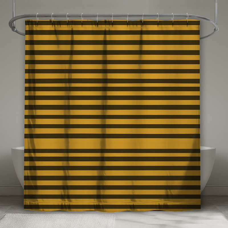 Rideau de douche à rayures jaunes - Motif de décor de salle de bain moderne, L 70 po x H 72 po