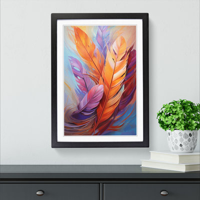 Feather Gestural - Single Picture Frame Print on Wood