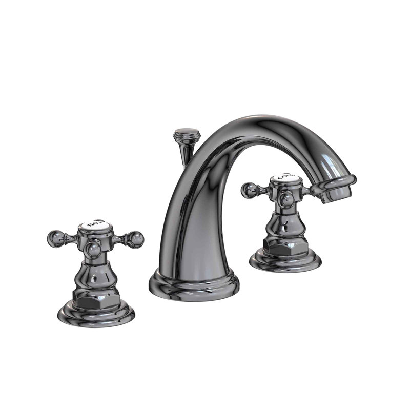 Alveston Widespread Bathroom Faucet with Drain Assembly, Midnight Chrome