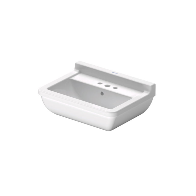 White Ceramic U-Shaped Wall Mount Bathroom Sink with Overflow