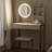 Compact Makeup Vanity Desk With LED Mirror, 3 Lighting Modes, Power Outlet, Drawer, Shelves, And Cushioned Stool For Small Spaces-2071954353
