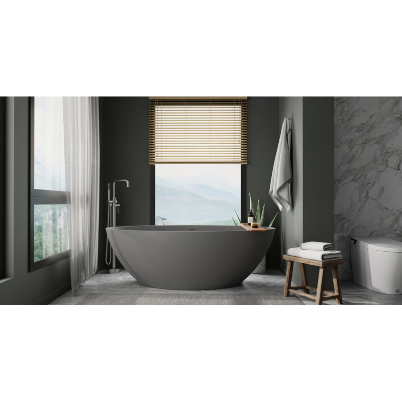 Baignoire autoportante en résine 70 po x 35 po, Blanc brillant