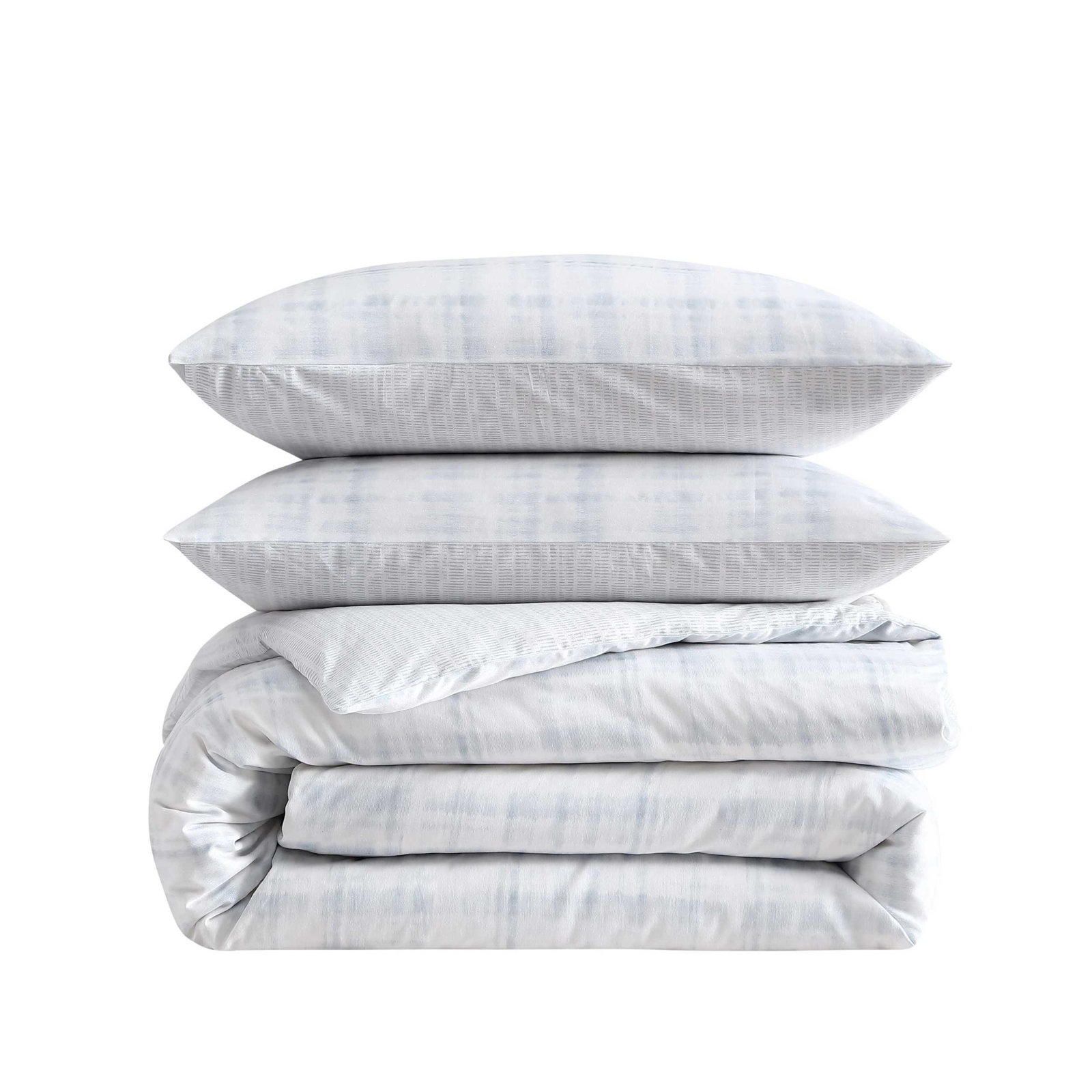Plaid Cotton Duvet Cover Set, Queen Duvet Cover + 2 Standard Shams