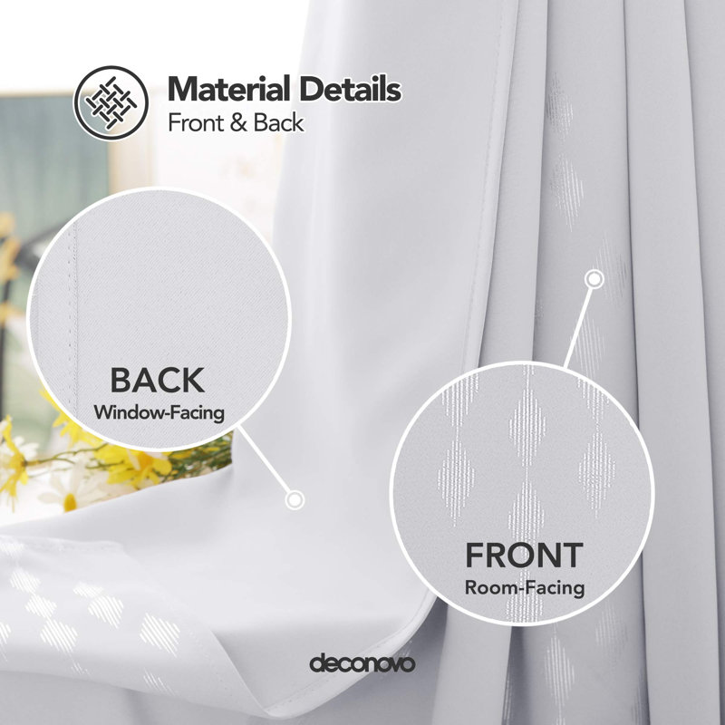 Bedolla Room Darkening Curtain Pair, Grayish White, 42" W x 53"L
