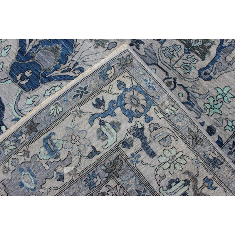 Tapis gris noué à la main de haute qualité