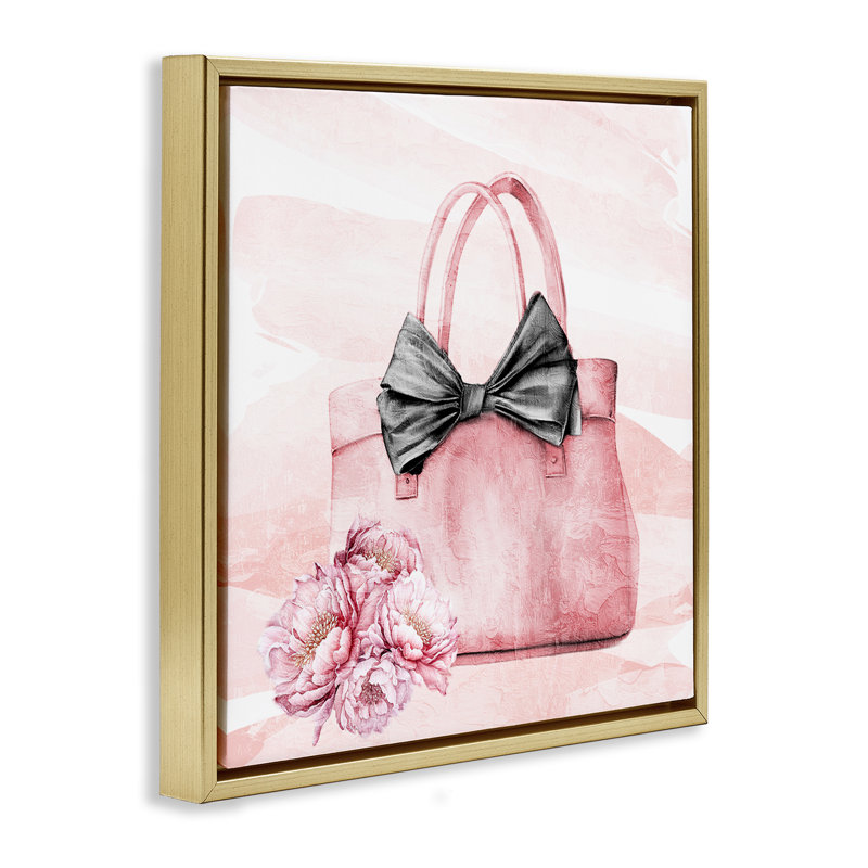 Cadre flottant Blush Glam Time Bag, design par Kim Allen, H 25 po x l 25 po, Cadre flottant métallique doré