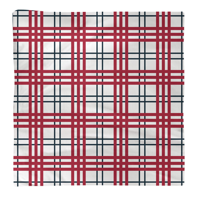 Plaid Square Napkin, 22" L x 22" W, Cotton, Deep Steel Blue/Battle Red/White