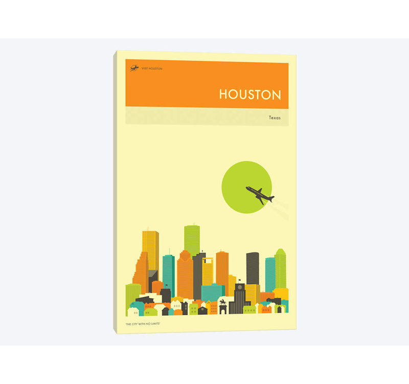 « houston horizon iii », impression sur toile, H 40 po x l 26 po x P 1,5 po, Toile tendue, Pas de tapis