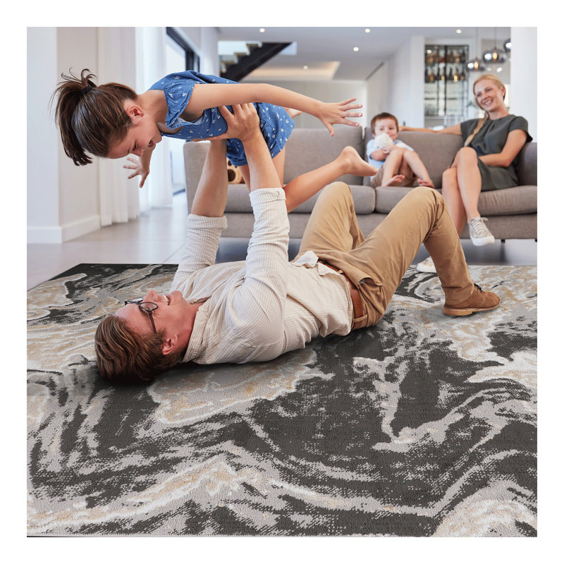 Collection Grey /Abstract Non-Shedding Living Room Bedroom Dining Home Office Stylish and Stain Resistant Area Rug