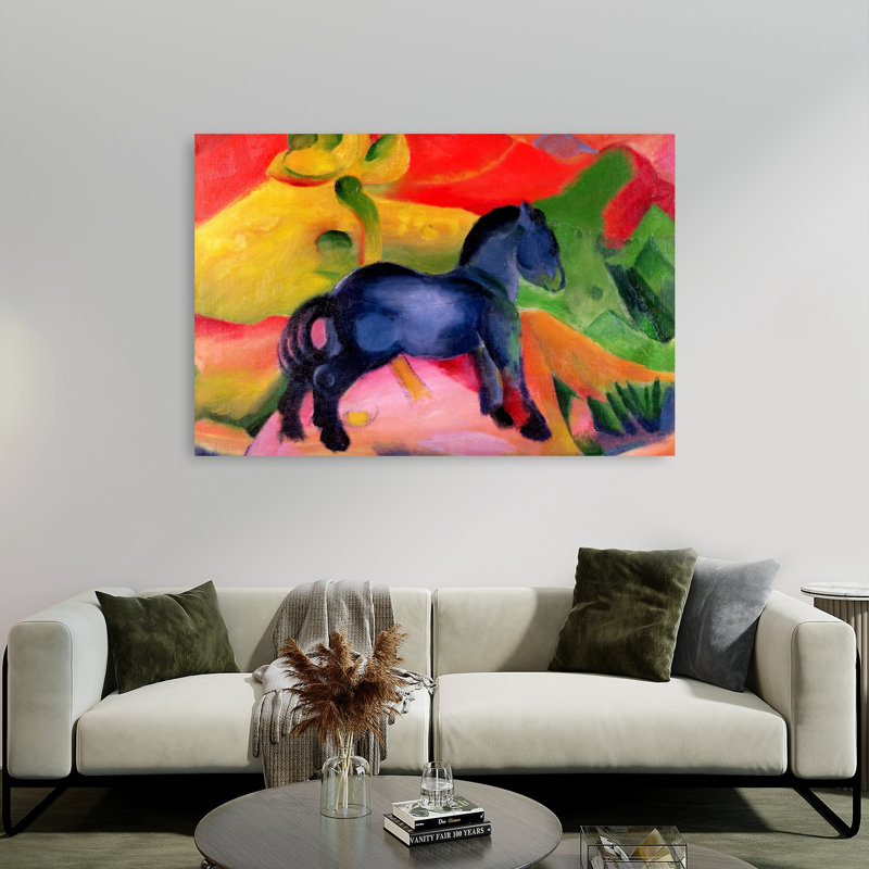 Little Blue Horse, 1912 Abstract Contemporary Horse Wall Art Print 1 Piece Wrapped Canvas Wall Art, 101.6cm H x 152.4cm W