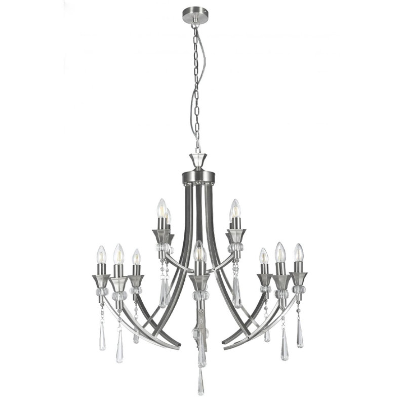 Eddings 12 - Light Candle Style Chandelier, Satin Chrome