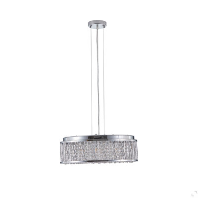 Lustre en cristal moderne 19 pouces en aluminium + fer rond plafonnier encastré pour îlot de cuisine, chambres à coucher et couloir (ampoule non incluse)