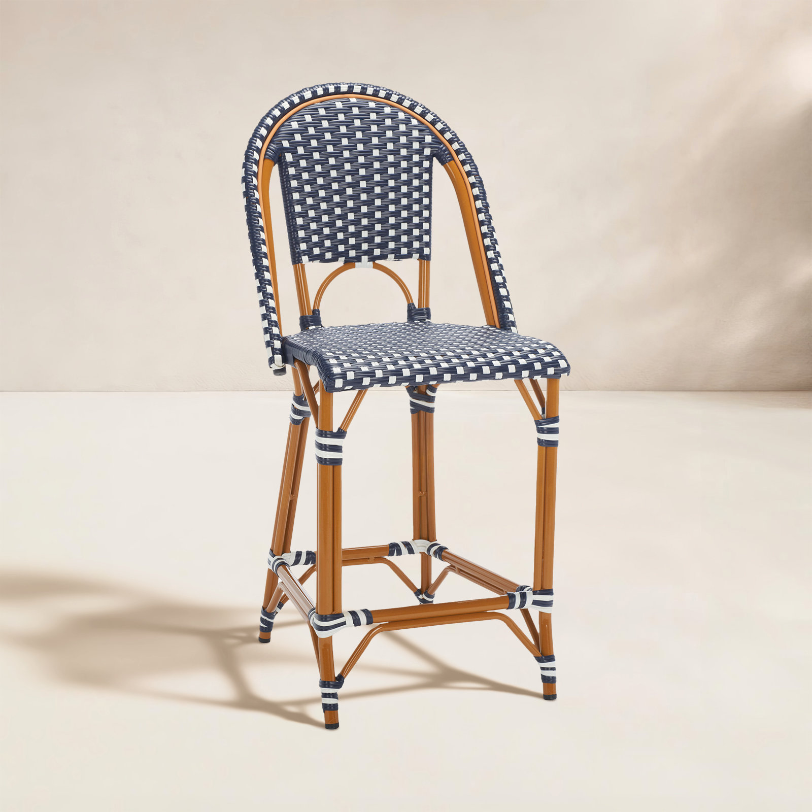 Kesa Patio Bar Stool, Navy/White