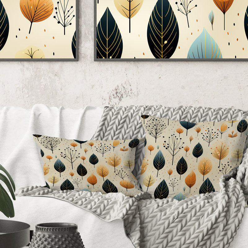 Modern Leaf Patterns II - Plants Printed Throw Pillow