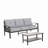 2 Piece Outdoor Patio Set, 70" All-Weather Metal 3-Seat Metal Patio Sofa And Rectangular Coffee Table , Khaki Frame With Cushions-142949522-142949520