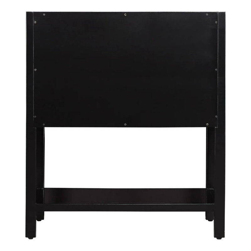 Black and Carrara Marble Single Bathroom Vanity with Brass Hardware