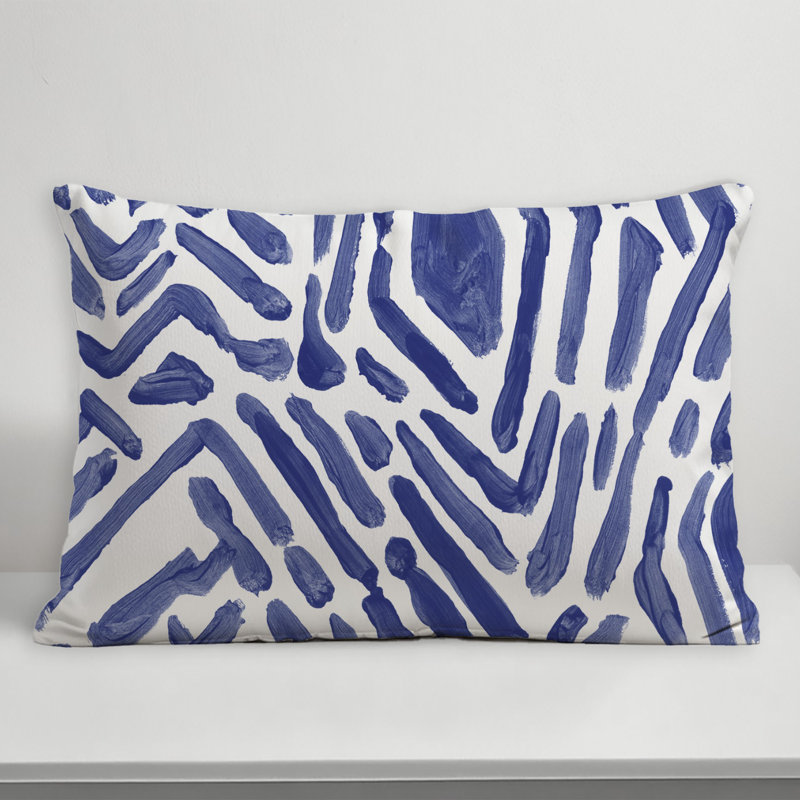Coussin décoratif intérieur / extérieur en polyester , H 14 po x l 20 po, Bleu