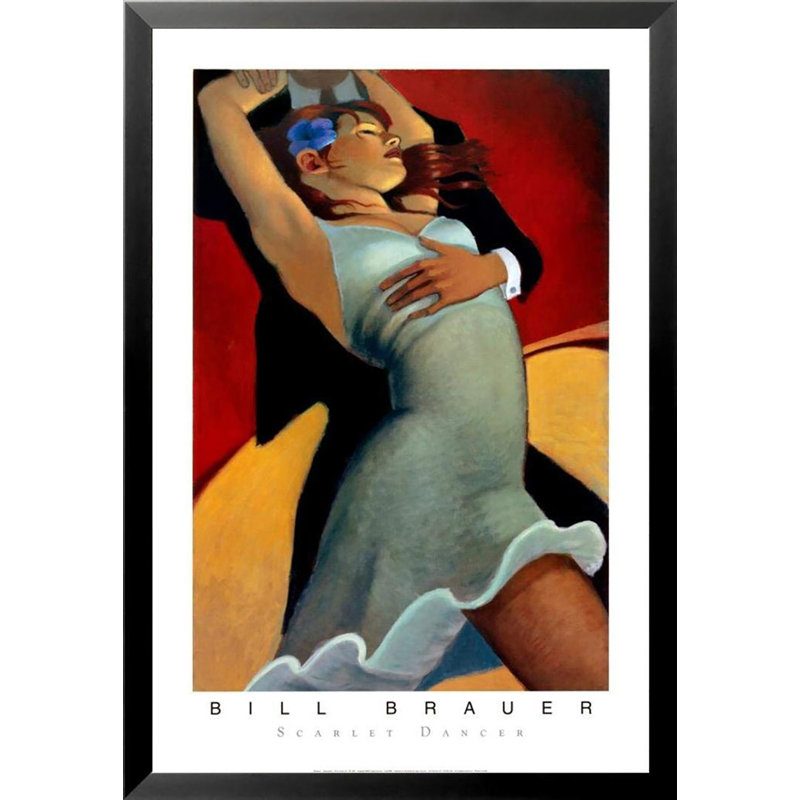 Scarlet Dancer - Couple Dancing par Bill Brauer - Reproduction d'art sur papier encadrée