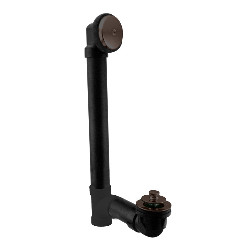 12 ABS Pull & Drain Bathtub Leg Drain Assembly with One-Hole Overflow, Oil Rubbed Bronze