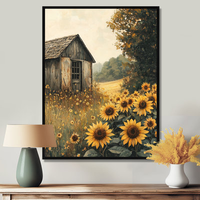 Ditmore Country Side Sunflowers By The Chicken Coop II - Sunflowers Framed Canvas Print