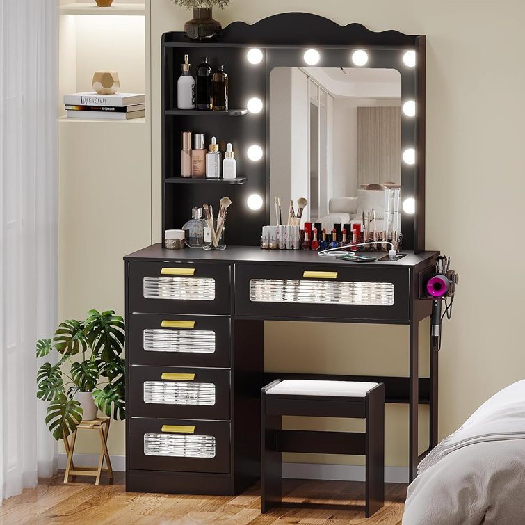 Latitude Run® Kialen Vanity with 3 Mirrors and 5 Drawers & Reviews