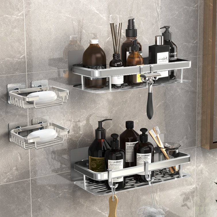 Corner Shower Caddy, 2-Pack Adhesive Shower Caddy with Soap Holder