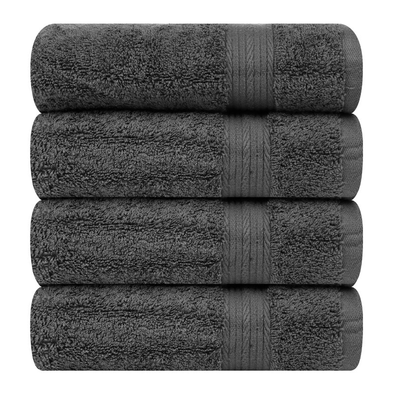 Ensemble de serviettes 100% coton super doux et absorbant Como, Gris, Serviettes de bain - paquet de 4