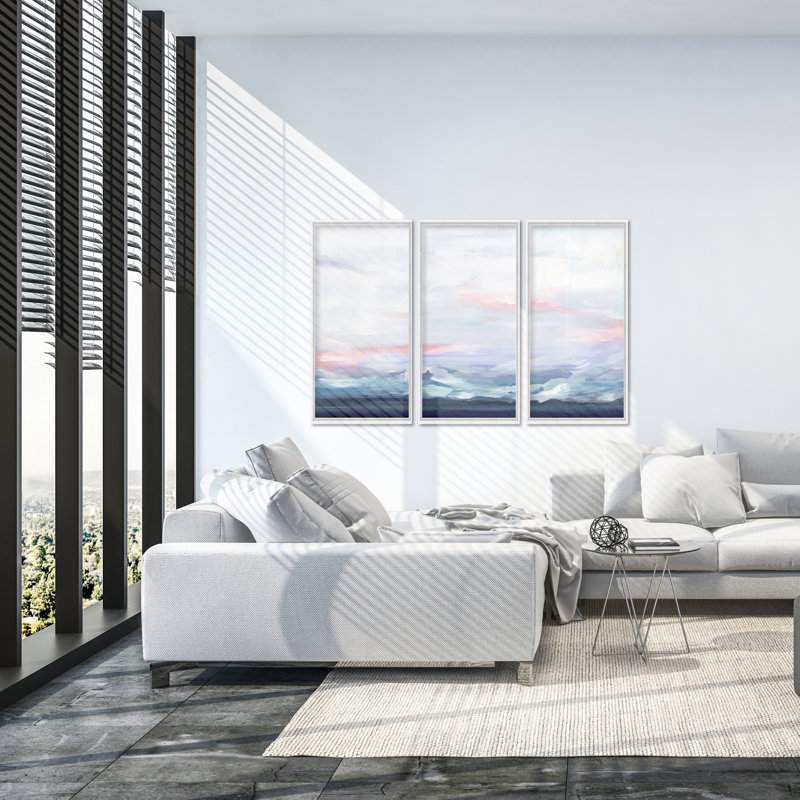 Coastal Retreat Cool Horizon Triptych
