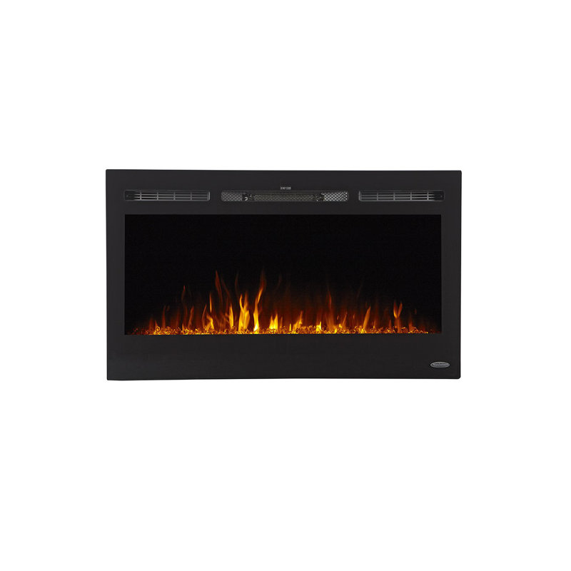 Sideline 28-Inch Black Glass Wall-Mount Electric Fireplace