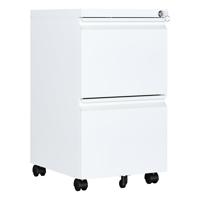 Kristoher 2-Drawer Mobile Vertical Filing Cabinet(Fully Assembled), White (Fully Assembly)