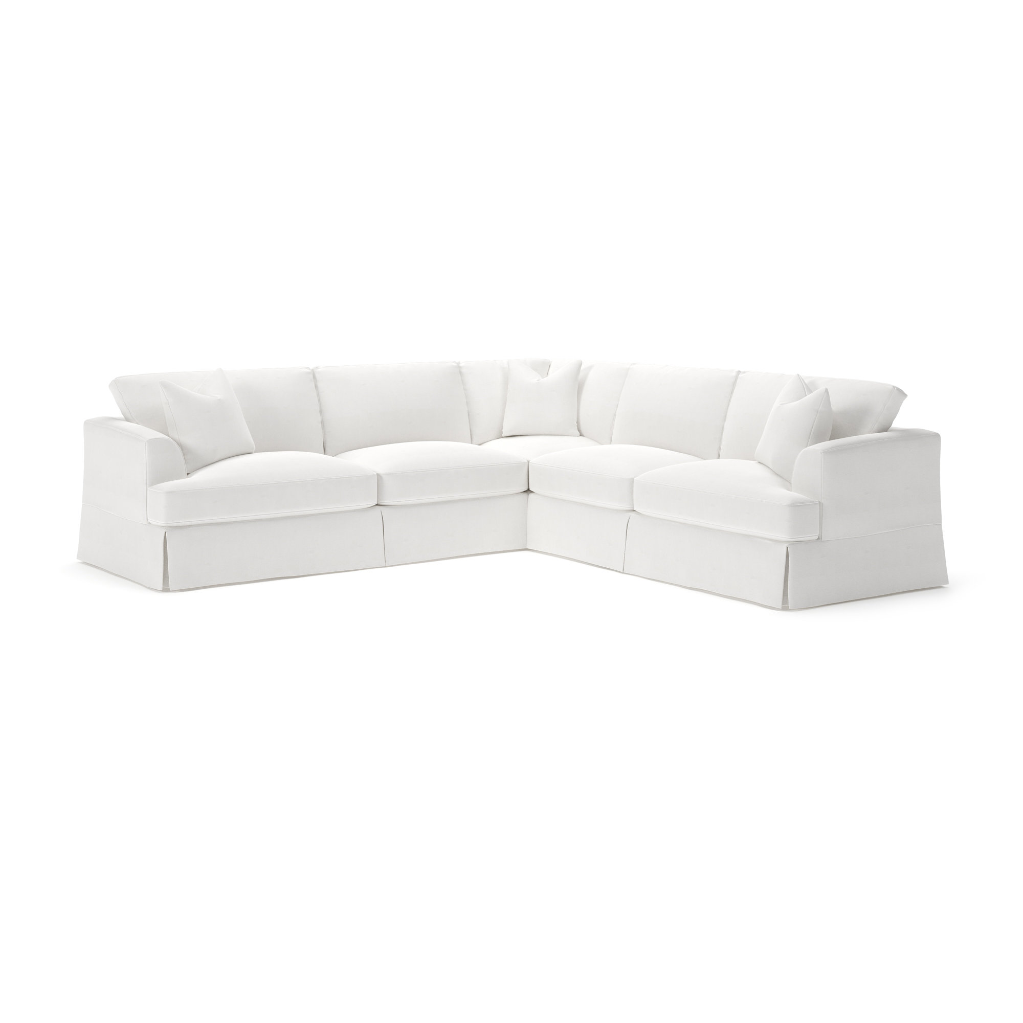 Lucia 4 - Piece Slipcovered L-Sectional, Drusky Moonglow Sustain® Basketweave, Right Hand Facing