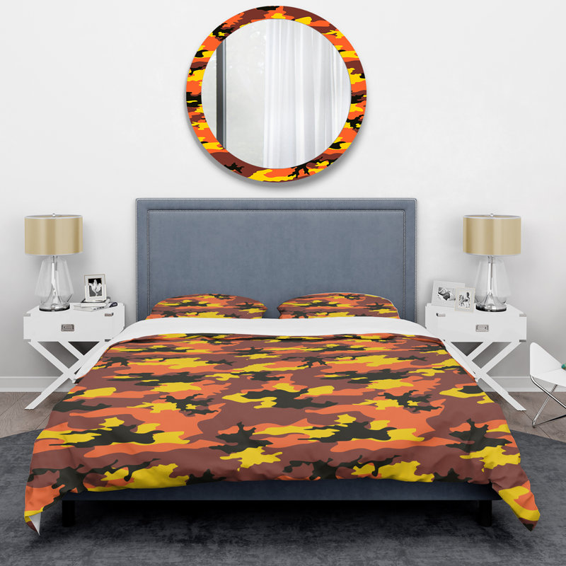 Ensemble de housse de couette en microfibre orange / jaune 3 pièces