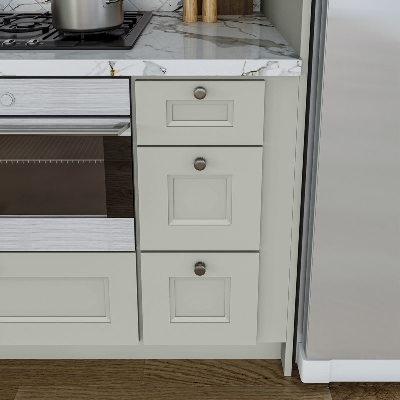 Armoire de cuisine en bois massif prête à assembler, Double shaker Laguna Grey, 12"