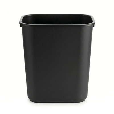 7 Gallon Beige Rectangular Commercial Plastic Wastebasket | Set of 2