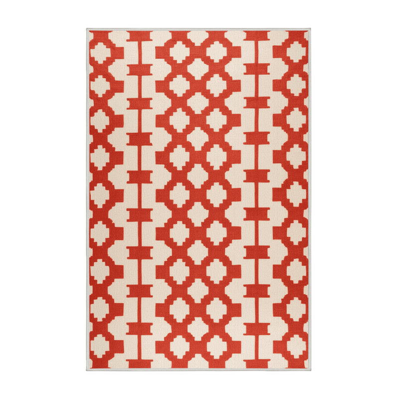 Machine Washable Trellis Beige Area Rug, Rectangle 7' x 10'