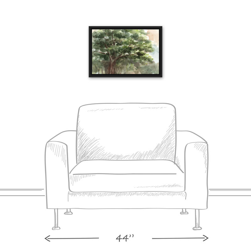 Arbre pastoral sur toile, H 13,75 po x l 19,75 po x P 1,75 po, Cadre flottant noir