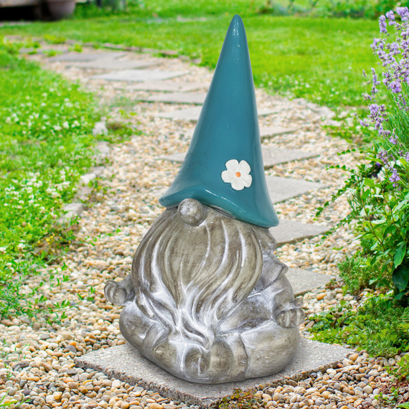 Statue de gnome solaire méditant 11 pouces Exhart Good Time