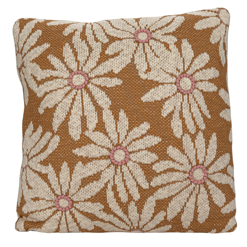 Floral Cotton Reversible Throw Pillow