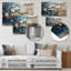 Orchidée bleue et blanche Golden Of Branches III - arbre, art mural en métal-362821882