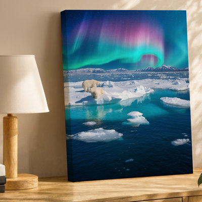 Canvas In A Serene Arctic Tableau Two Fluffy Polar Bear Cubs Wall Art Their Pristine White Fur Glistening Like Fresh Snow Playfully Canvas Wall Art