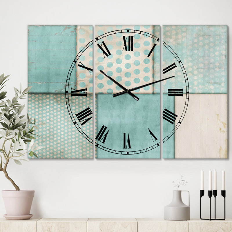 Horloge murale 3 panneaux Mid-Century